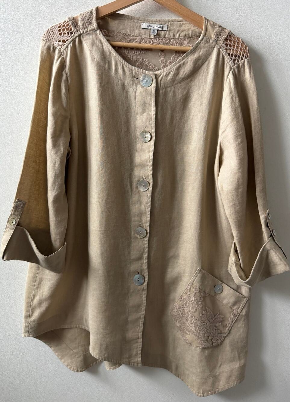 John Mark linen tunic top women's size M